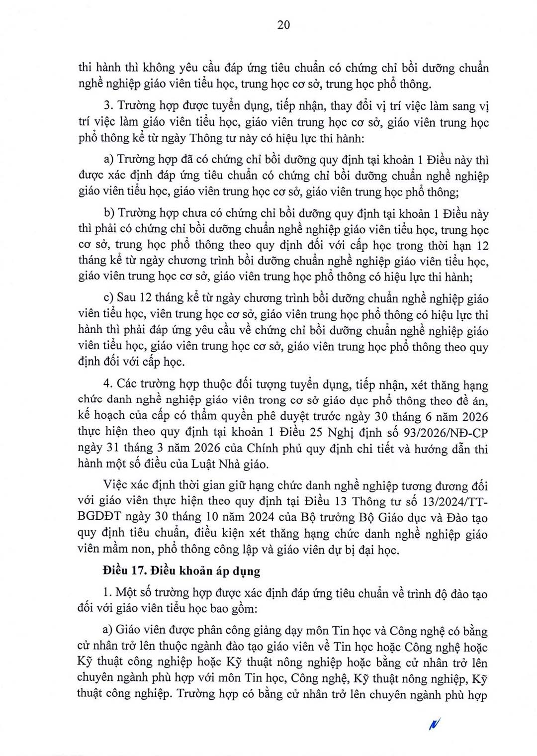 thong tu quy dinh chuan nghe nghiep giao vien co so 20