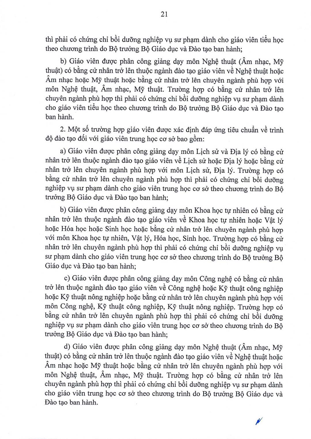 thong tu quy dinh chuan nghe nghiep giao vien co so 21