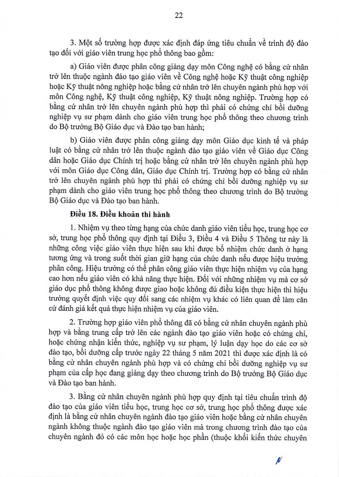 thong tu quy dinh chuan nghe nghiep giao vien co so 22