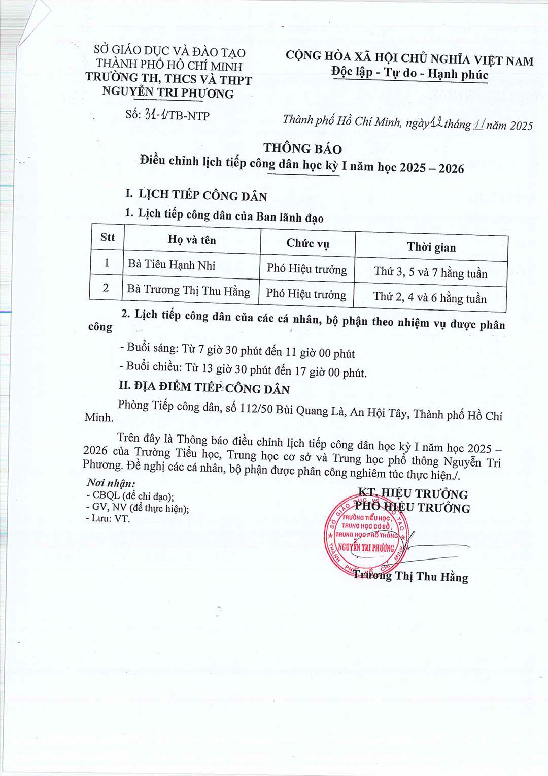 thong bao dieu chinh lich tiep cong dan hki 2025 2026